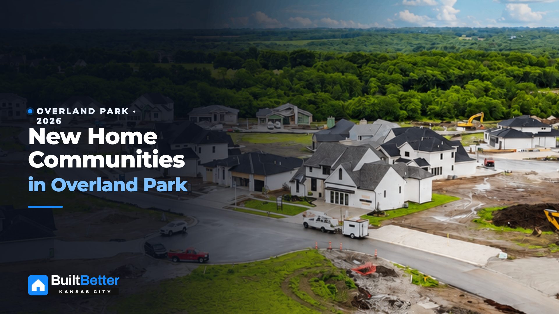 Aerial view of a new home community under construction in Overland Park, Kansas